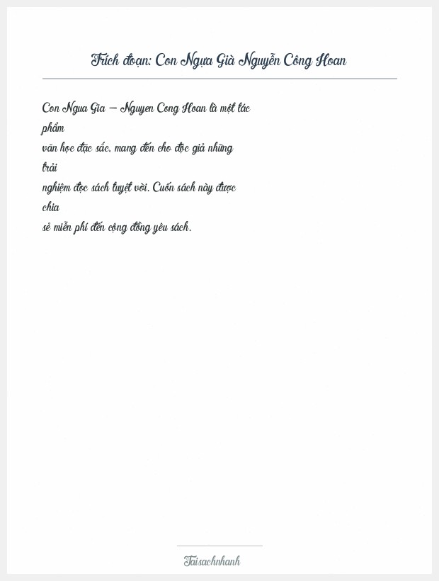 Trích đoạn Con Ngựa Già Nguyễn Công Hoan