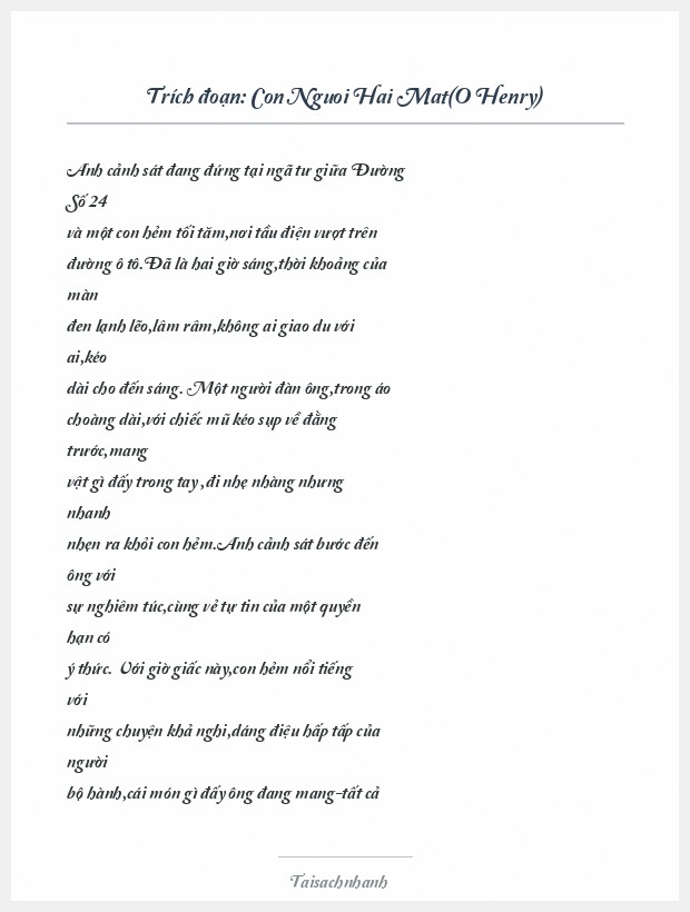 Trích đoạn Con Nguoi Hai Mat(O Henry)