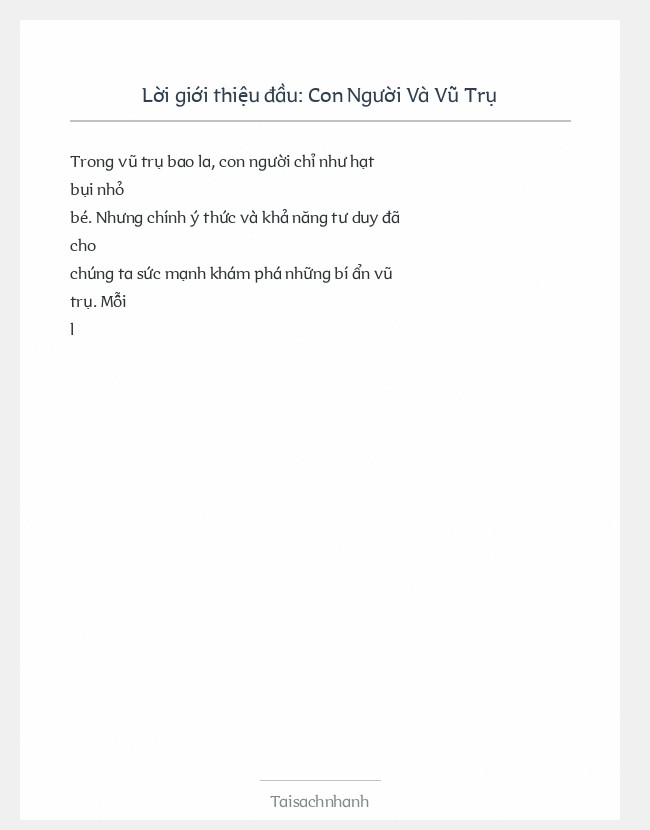 Trích đoạn Con Người Và Vũ Trụ