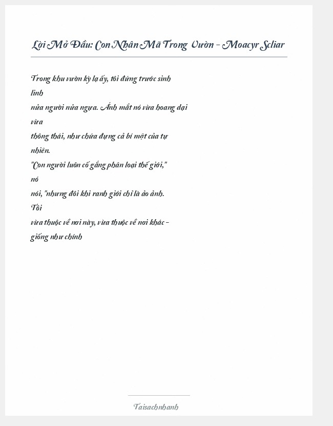 Trích đoạn Con Nhân Mã Trong Vườn - Moacyr Scliar