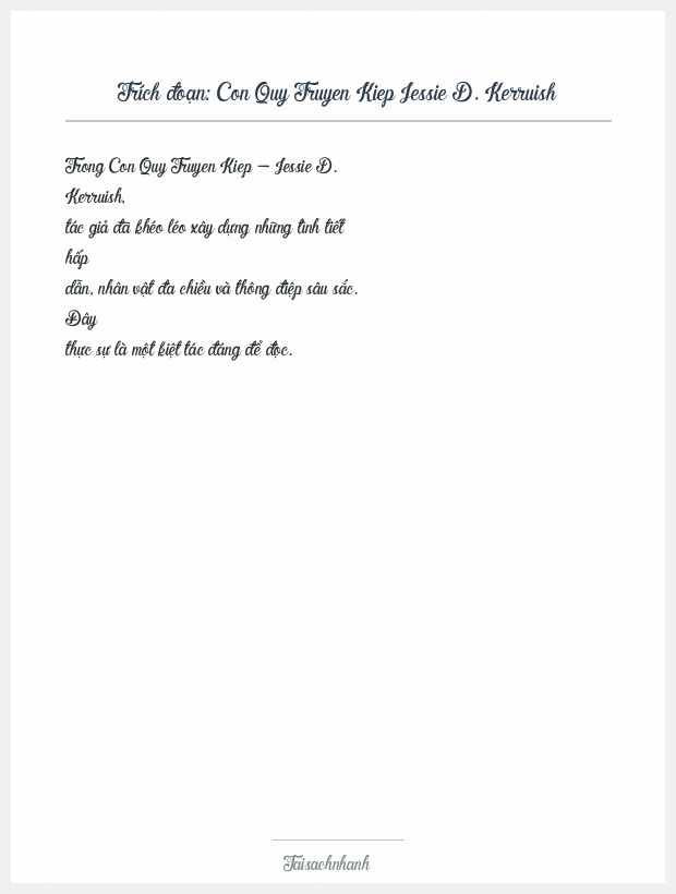 Trích đoạn Con Quy Truyen Kiep Jessie D. Kerruish