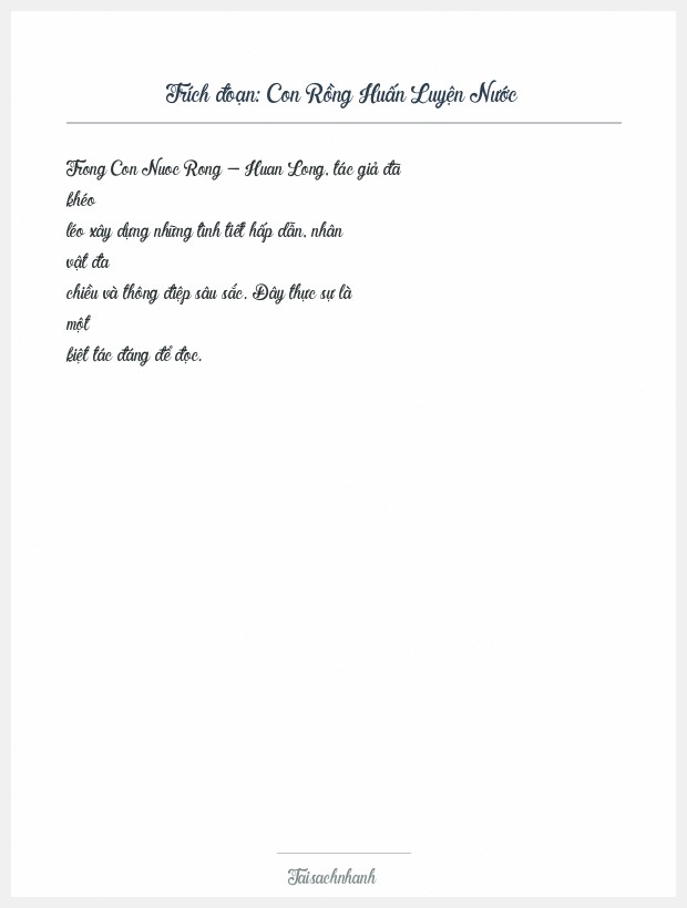 Trích đoạn Con Rồng Huấn Luyện Nước