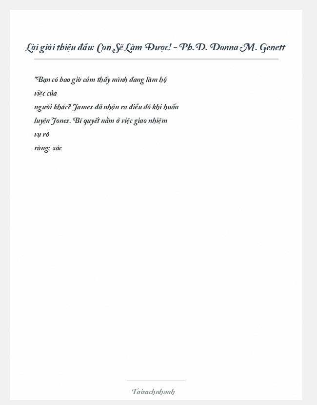 Trích đoạn Con Sẽ Làm Được! - Ph.D. Donna M. Genett