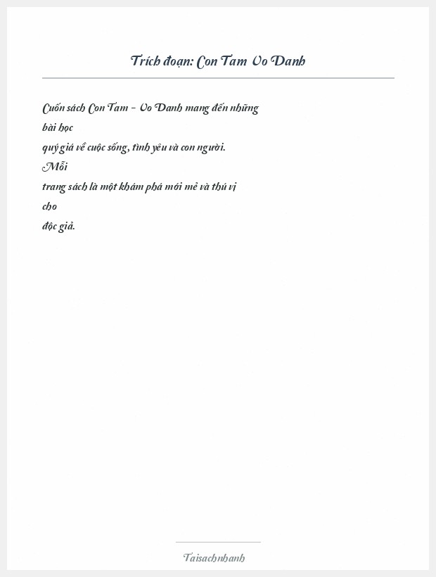 Trích đoạn Con Tam Vo Danh