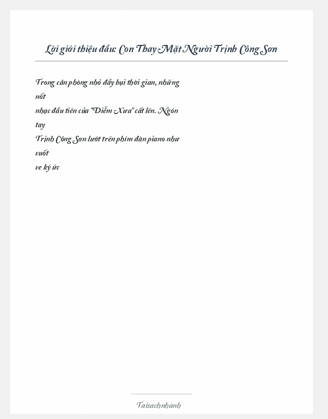 Trích đoạn Con Thay Mặt Người Trịnh Công Sơn