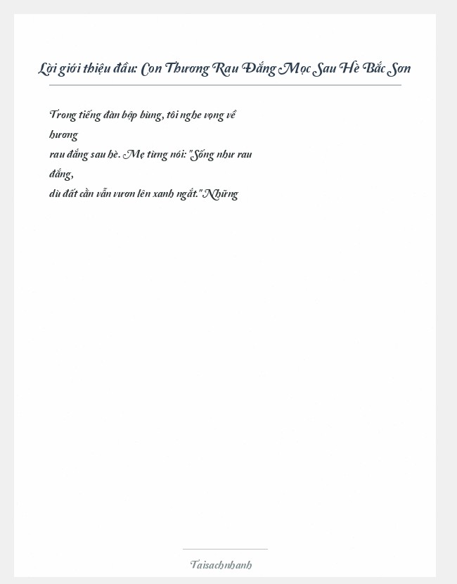 Trích đoạn Con Thương Rau Đắng Mọc Sau Hè Bắc Sơn