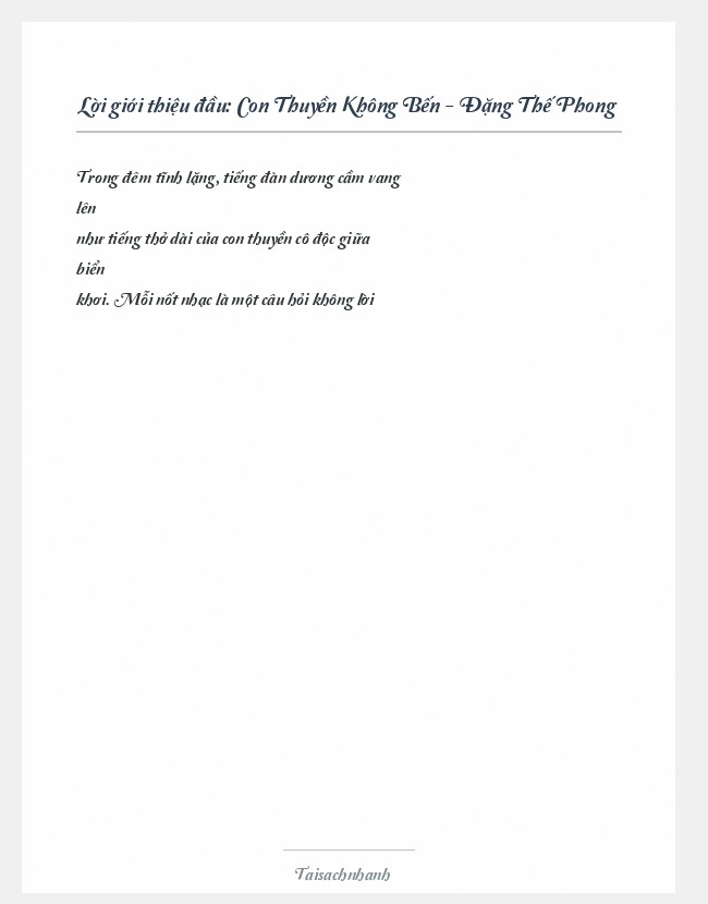 Trích đoạn Con Thuyền Không Bến - Đặng Thế Phong