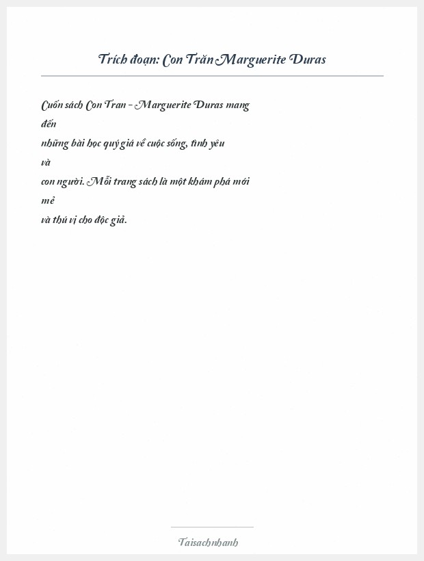 Trích đoạn Con Trăn Marguerite Duras
