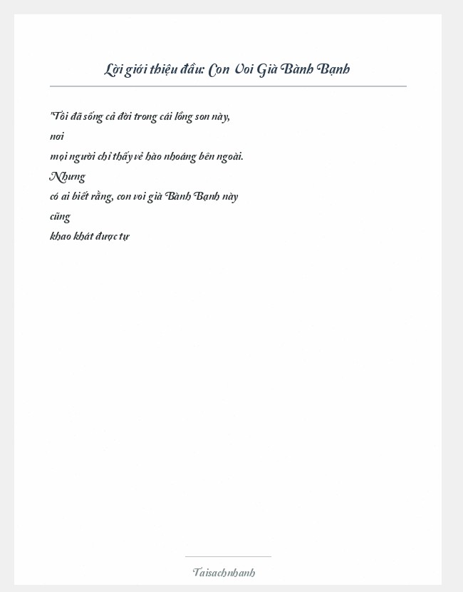 Trích đoạn Con Voi Già Bành Bạnh