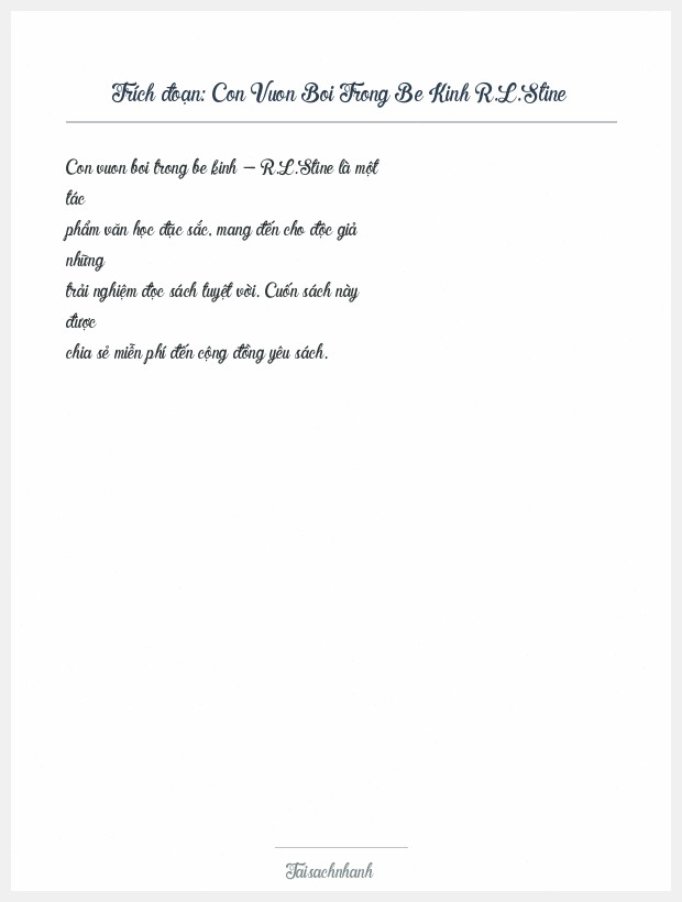 Trích đoạn Con Vuon Boi Trong Be Kinh R.L.Stine