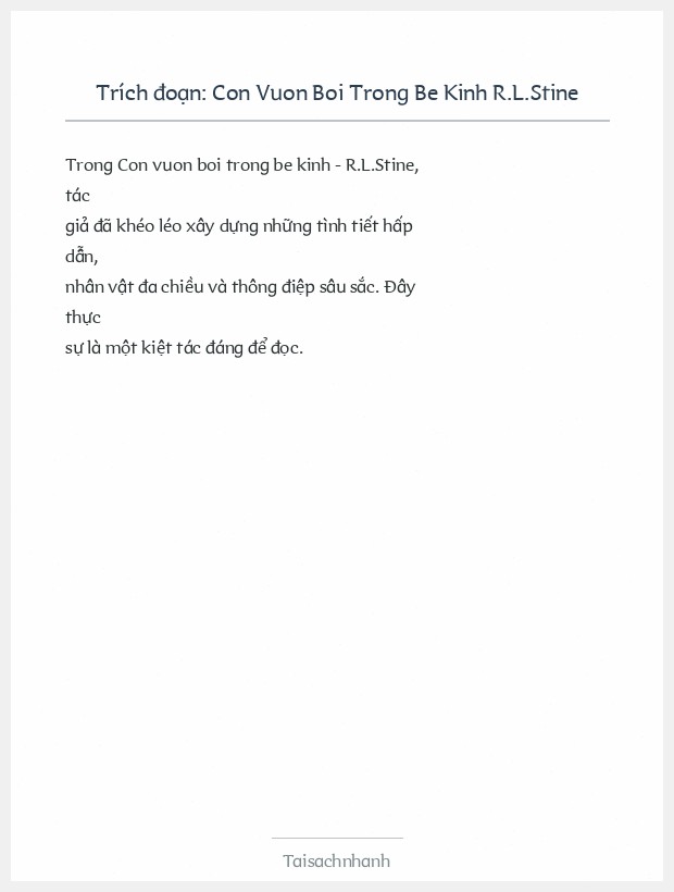 Trích đoạn Con Vuon Boi Trong Be Kinh R.L.Stine