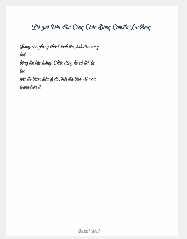 Trích đoạn Công Chúa Băng Camilla Lackberg