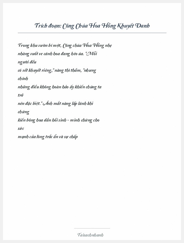 Trích đoạn Công Chúa Hoa Hồng Khuyết Danh