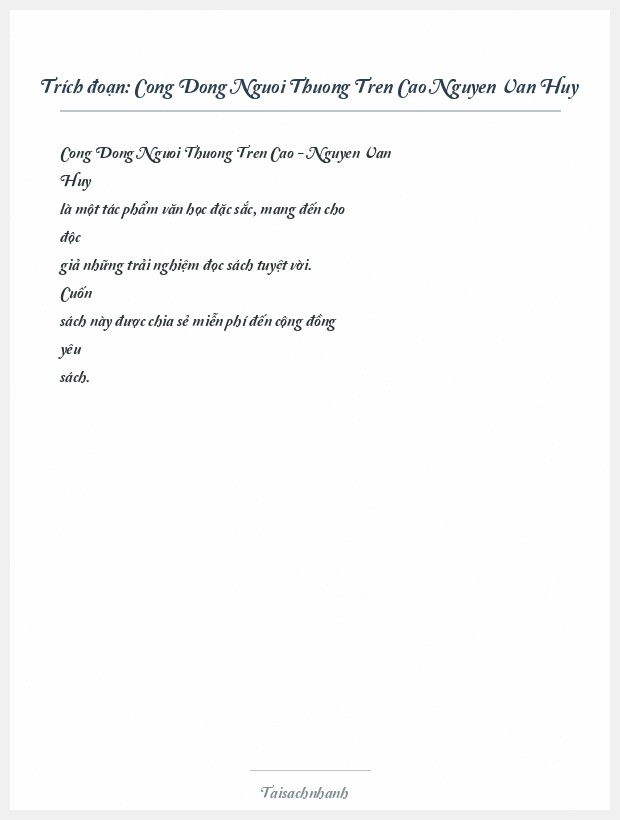 Trích đoạn Cong Dong Nguoi Thuong Tren Cao Nguyen Van Huy