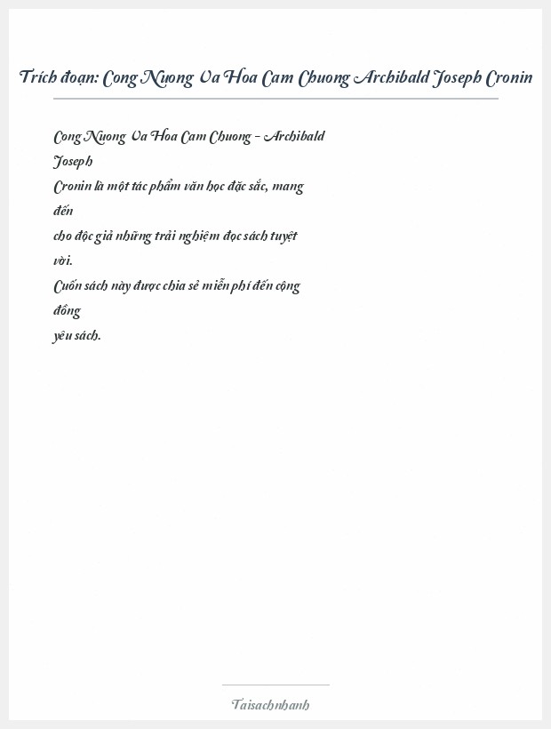 Trích đoạn Cong Nuong Va Hoa Cam Chuong Archibald Joseph Cronin