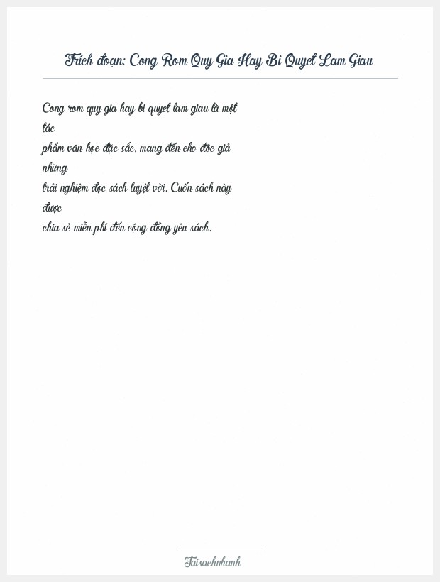 Trích đoạn Cong Rom Quy Gia Hay Bi Quyet Lam Giau