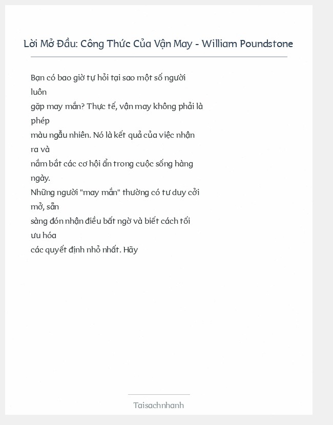 Trích đoạn Công Thức Của Vận May - William Poundstone