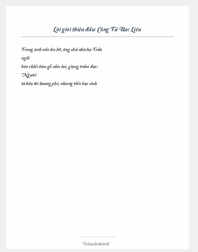 Trích đoạn Công Tử Bạc Liêu