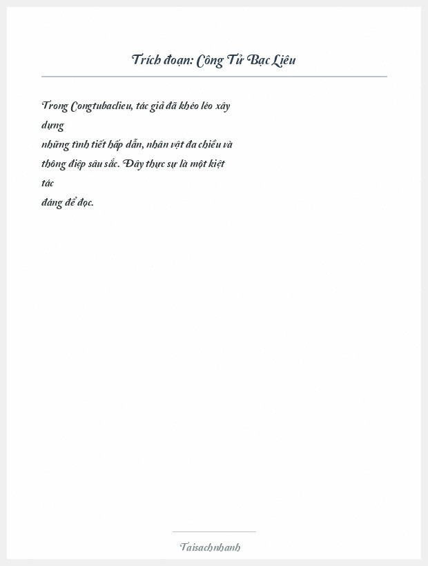 Trích đoạn Công Tử Bạc Liêu