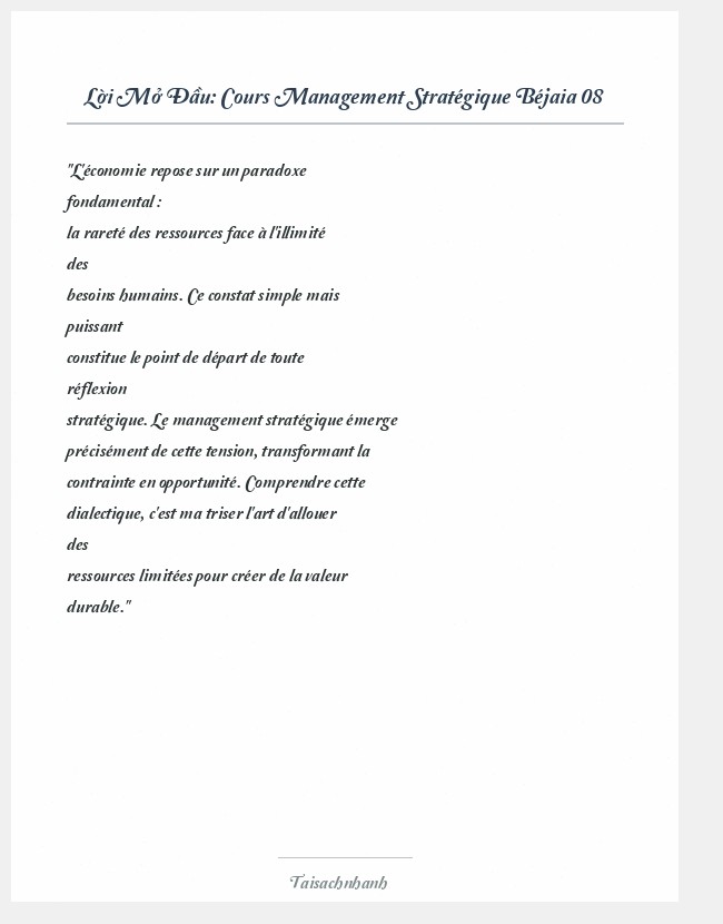 Trích đoạn Cours Management Stratégique Béjaia 08