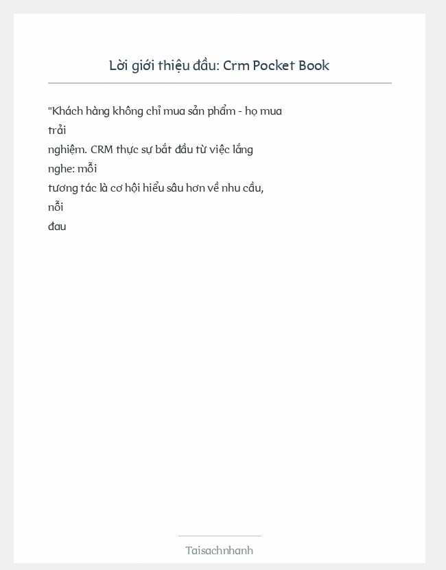 Trích đoạn Crm Pocket Book