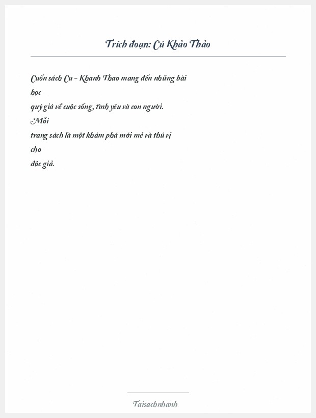 Trích đoạn Cú Khảo Thảo