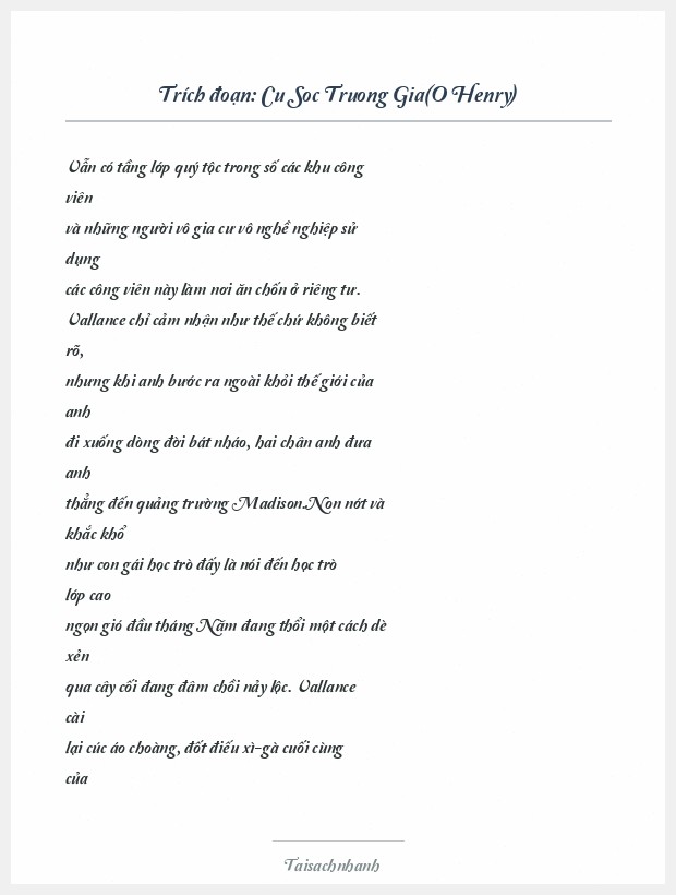 Trích đoạn Cu Soc Truong Gia(O Henry)