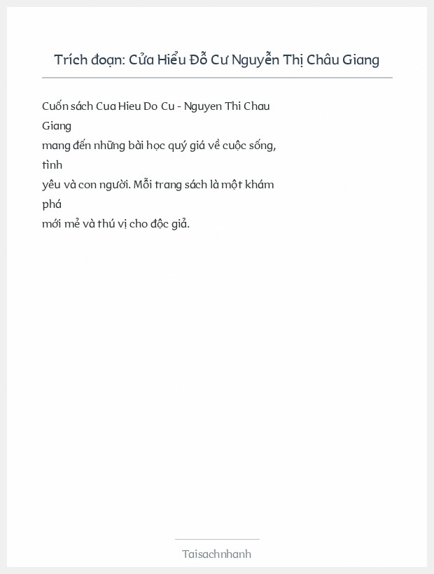 Trích đoạn Cửa Hiểu Đỗ Cư Nguyễn Thị Châu Giang
