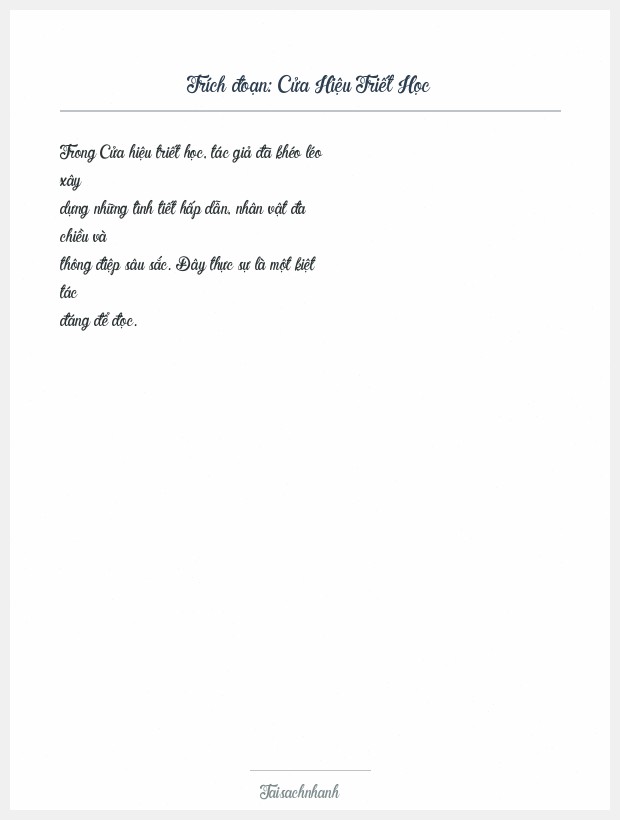 Trích đoạn Cửa Hiệu Triết Học