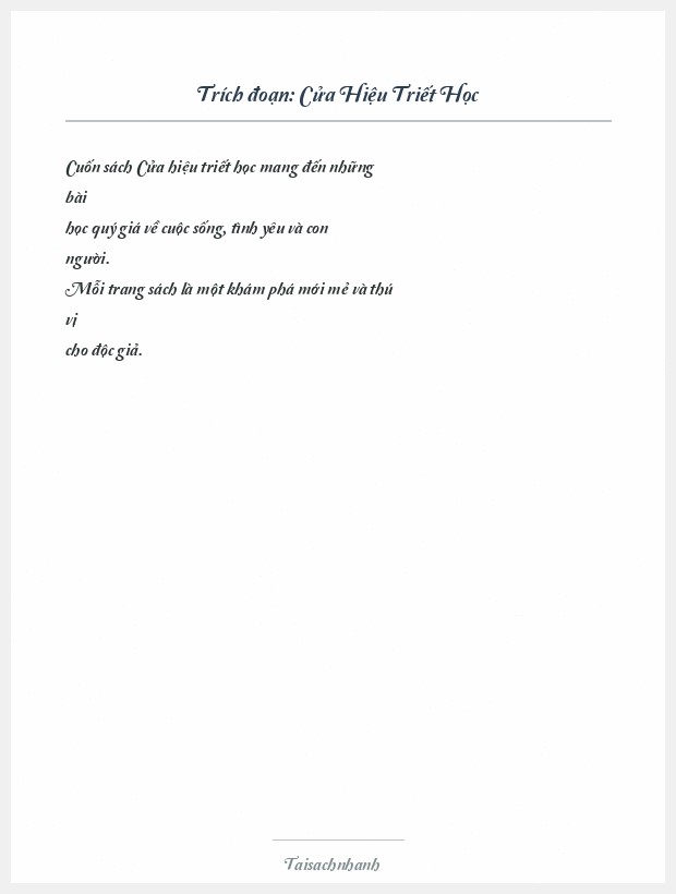 Trích đoạn Cửa Hiệu Triết Học