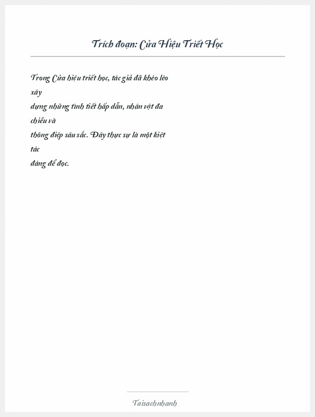 Trích đoạn Cửa Hiệu Triết Học