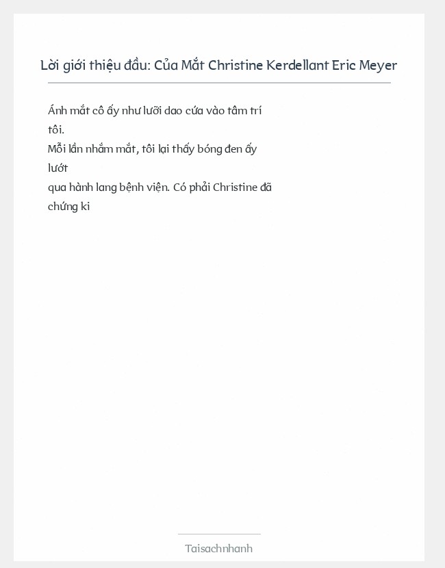 Trích đoạn Của Mắt Christine Kerdellant Eric Meyer