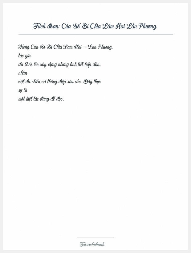 Trích đoạn Của Số Bị Chia Làm Hai Lần Phương