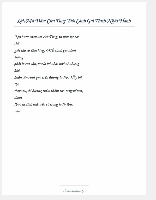 Trích đoạn Cửa Tùng Đôi Cánh Gai Thích Nhất Hạnh