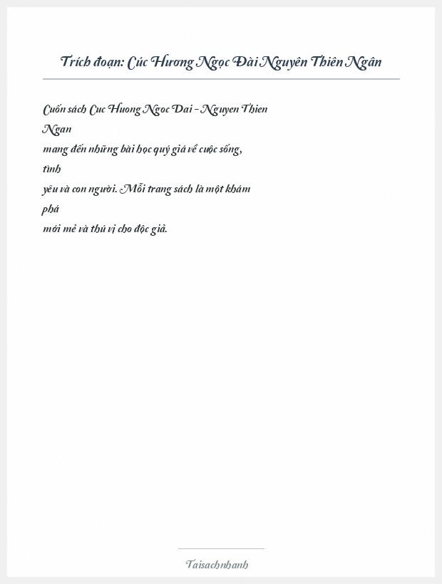 Trích đoạn Cúc Hương Ngọc Đài Nguyên Thiên Ngân