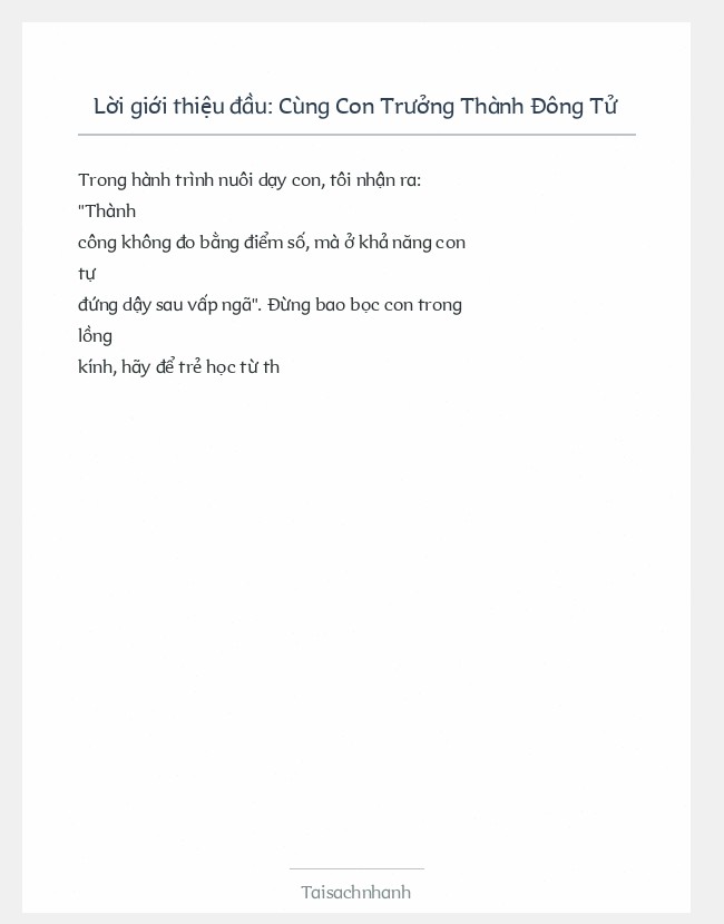 Trích đoạn Cùng Con Trưởng Thành Đông Tử