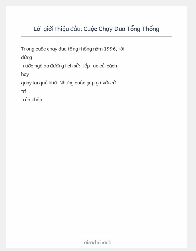 Trích đoạn Cuộc Chạy Đua Tổng Thống