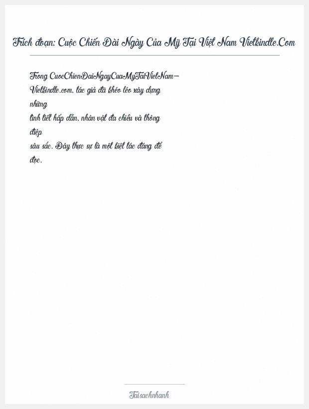 Trích đoạn Cuộc Chiến Dài Ngày Của Mỹ Tại Việt Nam Vietkindle.Com