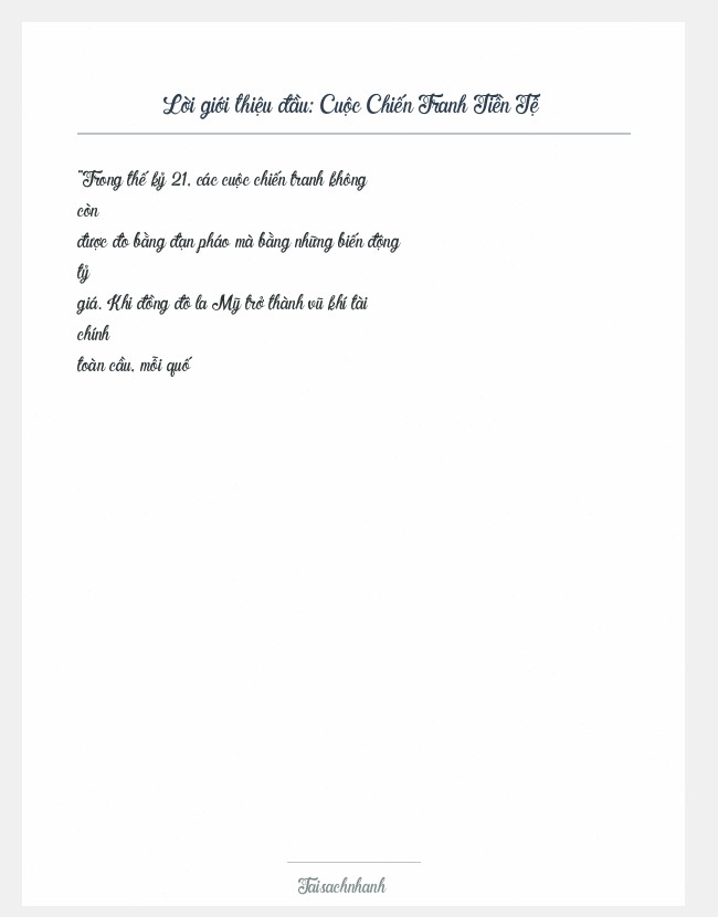 Trích đoạn Cuộc Chiến Tranh Tiền Tệ