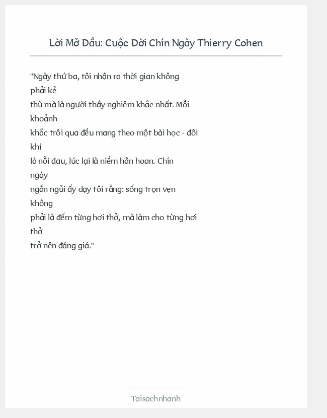 Trích đoạn Cuộc Đời Chín Ngày Thierry Cohen