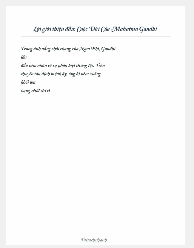 Trích đoạn Cuộc Đời Của Mahatma Gandhi