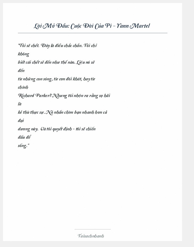 Trích đoạn Cuộc Đời Của Pi - Yann Martel