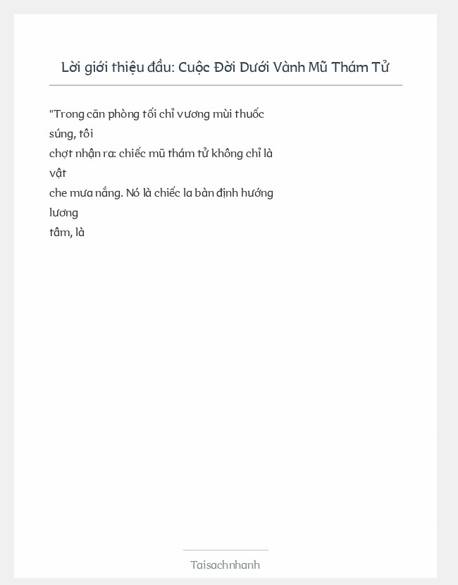 Trích đoạn Cuộc Đời Dưới Vành Mũ Thám Tử
