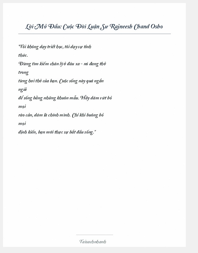 Trích đoạn Cuộc Đời Luận Sư Rajneesh Chand Osho