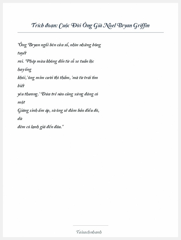 Trích đoạn Cuộc Đời Ông Già Noel Bryan Griffin