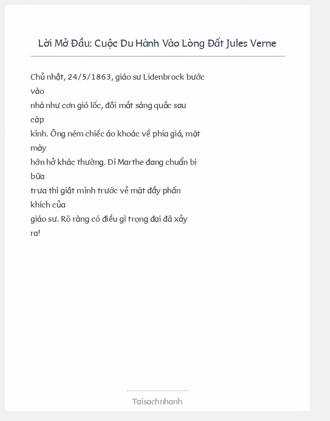 Trích đoạn Cuộc Du Hành Vào Lòng Đất Jules Verne