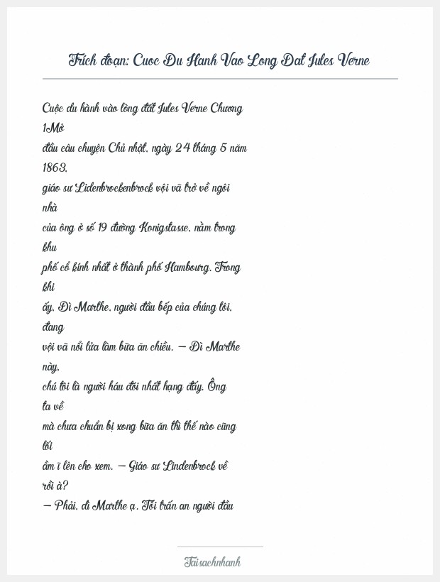 Trích đoạn Cuoc Du Hanh Vao Long Dat Jules Verne