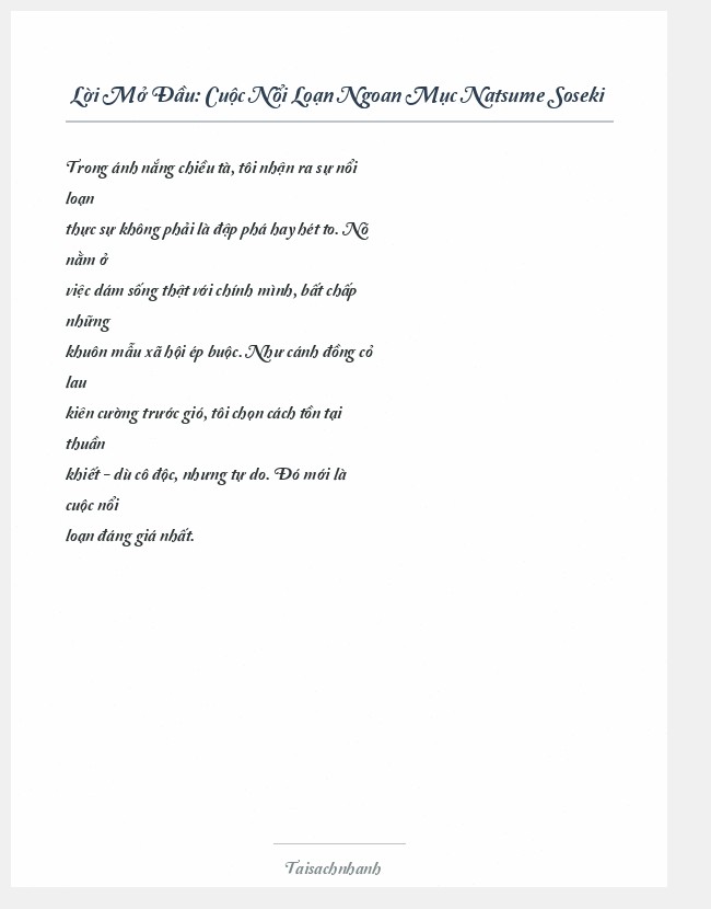 Trích đoạn Cuộc Nổi Loạn Ngoan Mục Natsume Soseki