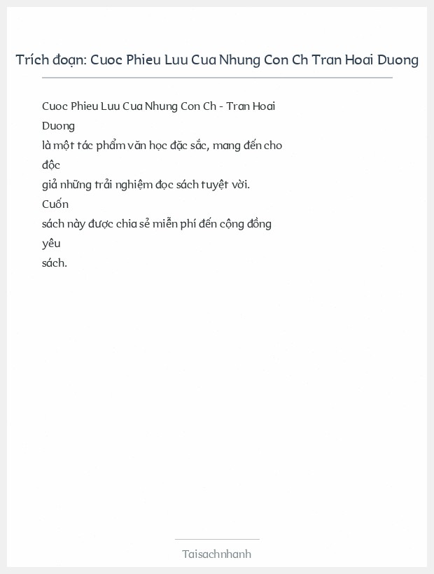 Trích đoạn Cuoc Phieu Luu Cua Nhung Con Ch Tran Hoai Duong