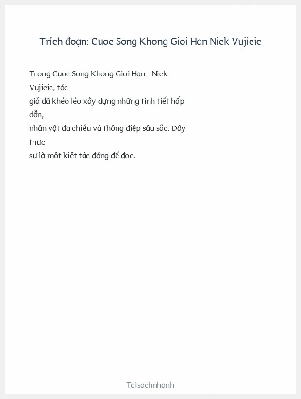 Trích đoạn Cuoc Song Khong Gioi Han Nick Vujicic